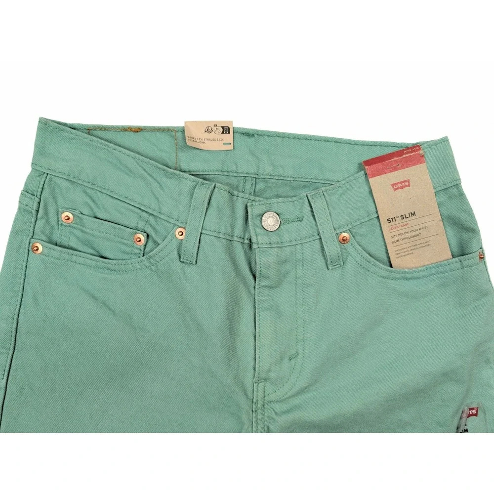 Levi's 511 Slim Tapered Fit Mint Green Wash‎ Denim Jeans Men's Size 28x30 NWT